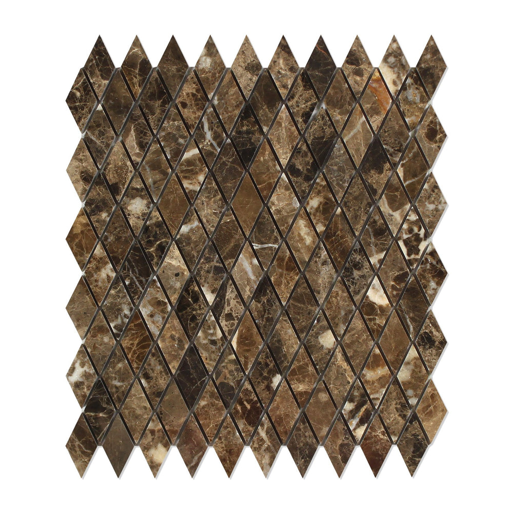 Emperador Dark Marble Mosaic - 1" x 2" Diamond Polished