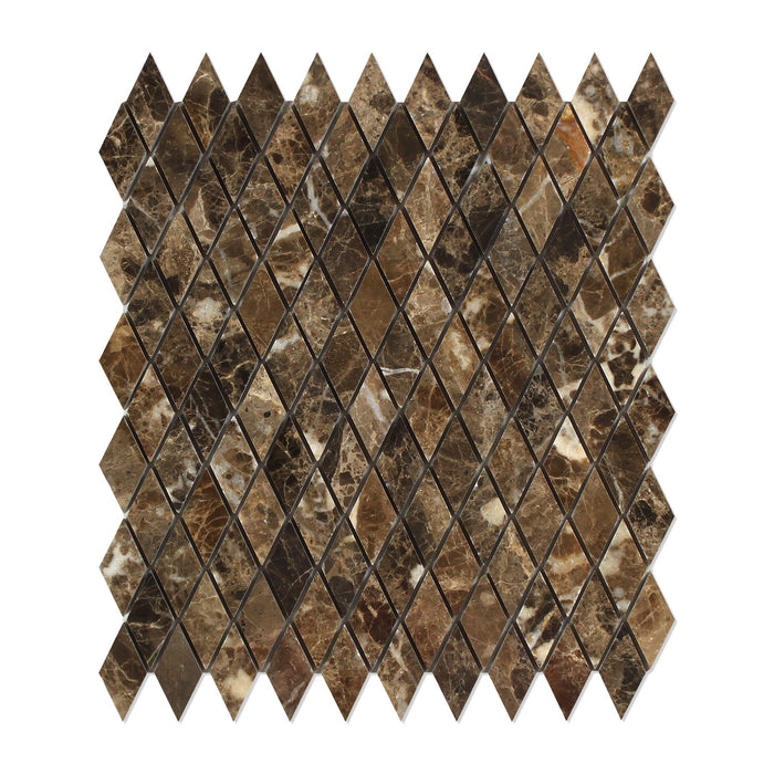 Emperador Dark Marble Mosaic - 1" x 2" Diamond Polished