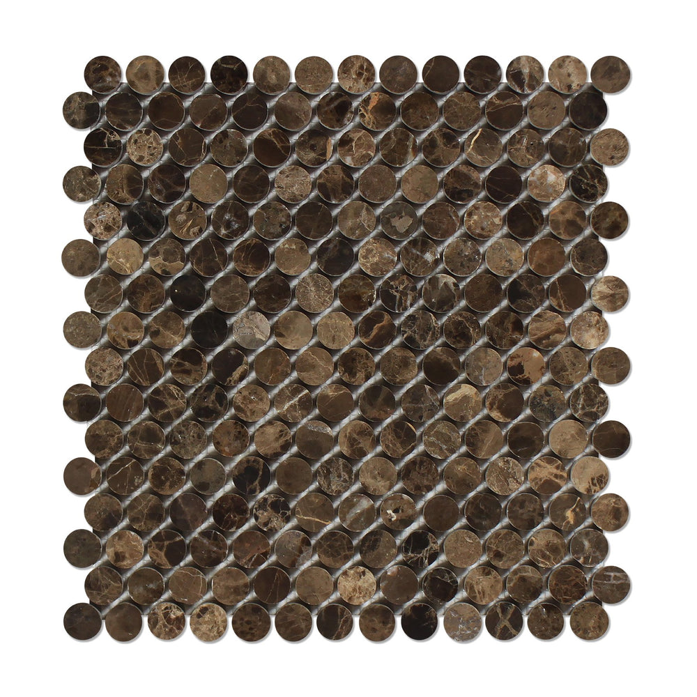 Emperador Dark Marble Mosaic - Penny Round Polished