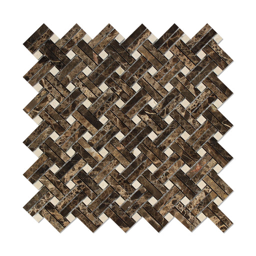 Emperador Dark Marble Mosaic - Stanza with Crema Marfil Dots Polished