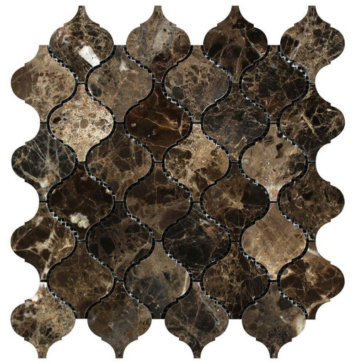 Emperador Dark Marble Mosaic - 3" Arabesque Polished