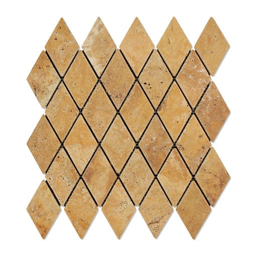Golden Sienna Travertine Mosaic - 2" x 4" Diamond Tumbled