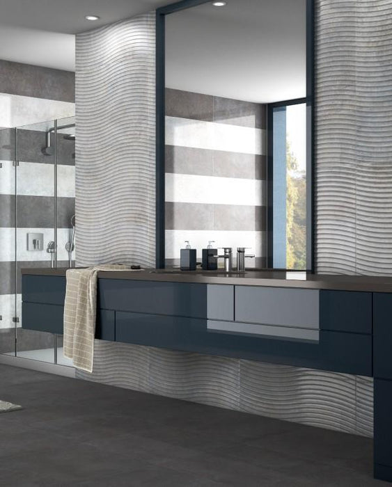 Polished Quarz Virian Gris Ceramic Tile - 12" x 36" x 3/8"
