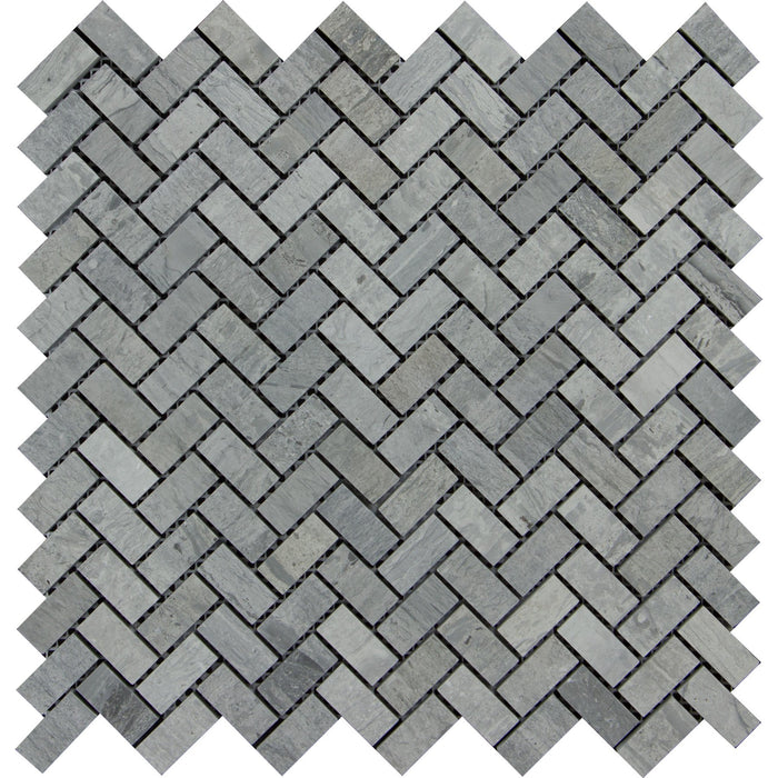 Haisa Blue Marble Mosaic - 5/8" x 1 1/2" Herringbone Polished