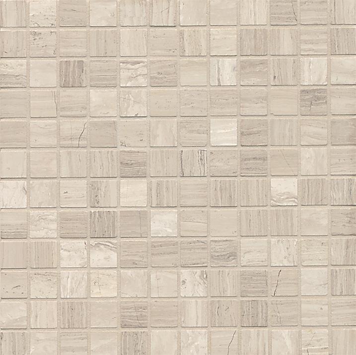 White Wood Marble Mosaic - 1" x 1" Honed