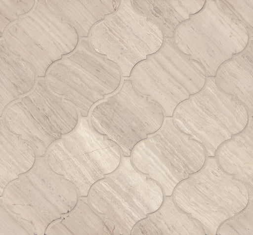 White Wood Marble Mosaic - 3" Arabesque Honed