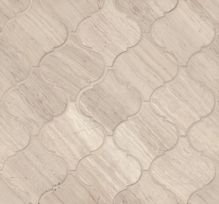 White Wood Marble Mosaic - 3" Arabesque Honed