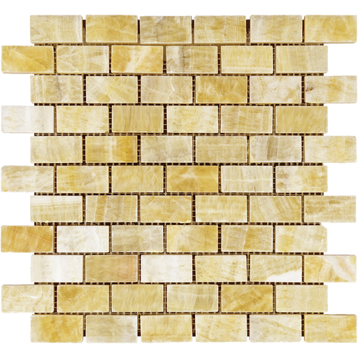 Honey Onyx Mosaic - 1" x 2" Brick Polished
