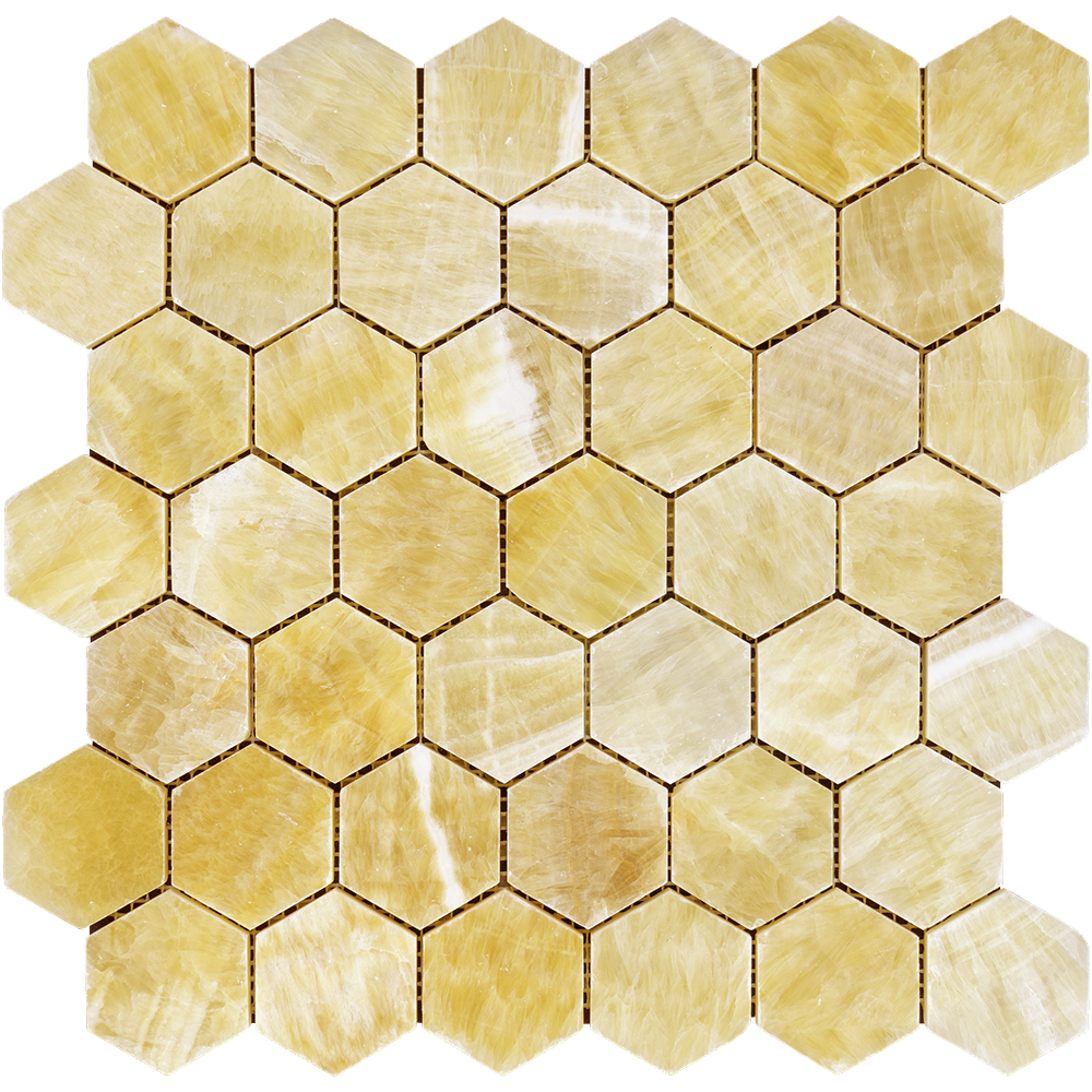 Honey Onyx Mosaic - 2" Hexagon Polished