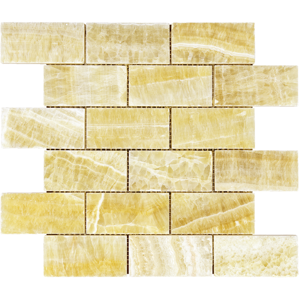Honey Onyx Mosaic - 2" x 4" Brick Polished