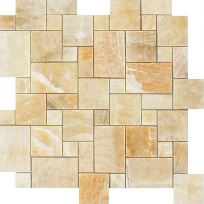 Honey Onyx Mosaic - Mini Versailles Pattern Polished