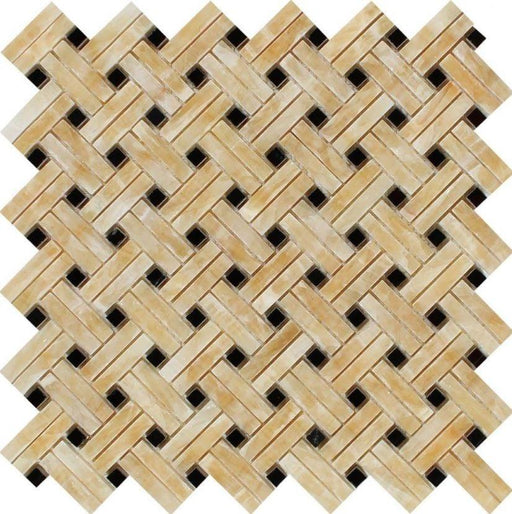 Honey Onyx Mosaic - Stanza with Black Dots Polished