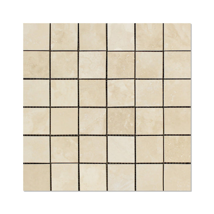 Ivory Travertine Mosaic - 2" x 2" Honed