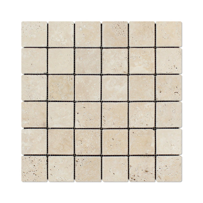 Ivory Travertine Mosaic - 2" x 2" Tumbled