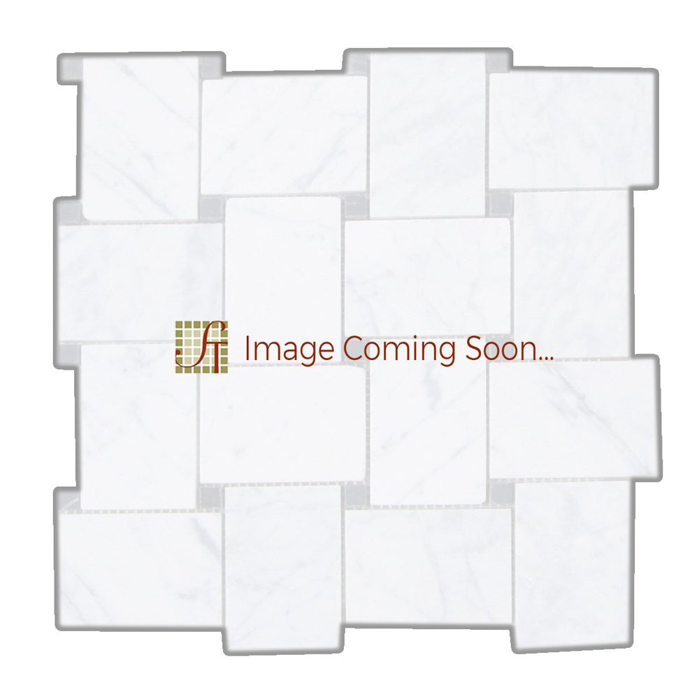 Oriental White Marble Mosaic - Large Basketweave with Gray Dots Polished