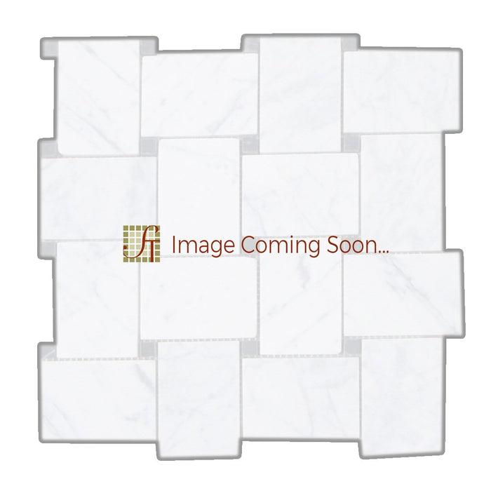 Oriental White Marble Mosaic - Large Basketweave with Gray Dots Polished