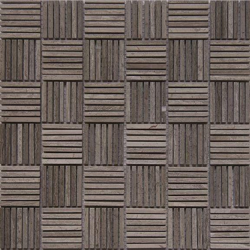 White Wood Marble Mosaic - Matchstick Honed
