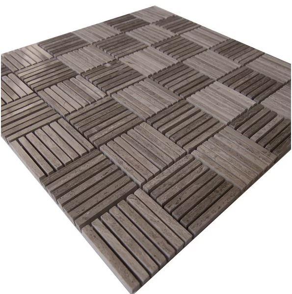 White Wood Marble Mosaic - Matchstick