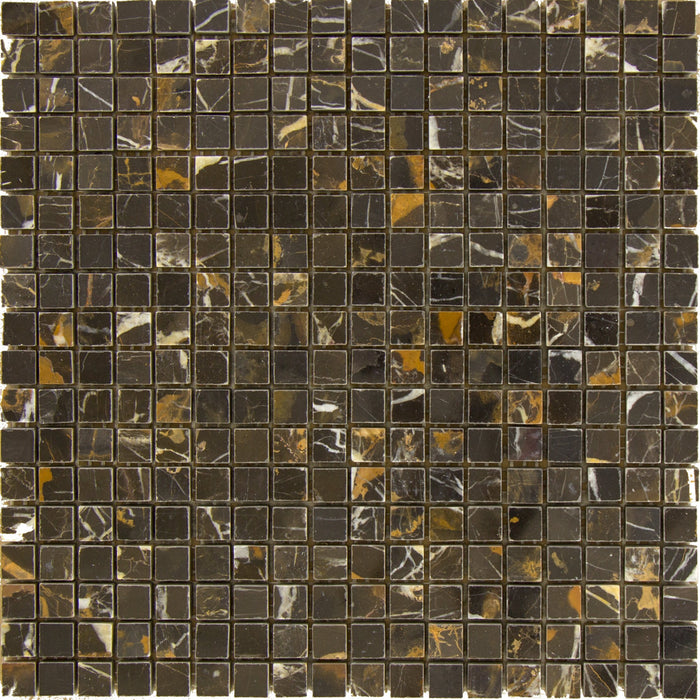 Black & Gold Marble Mosaic - 5/8" x 5/8" Polished