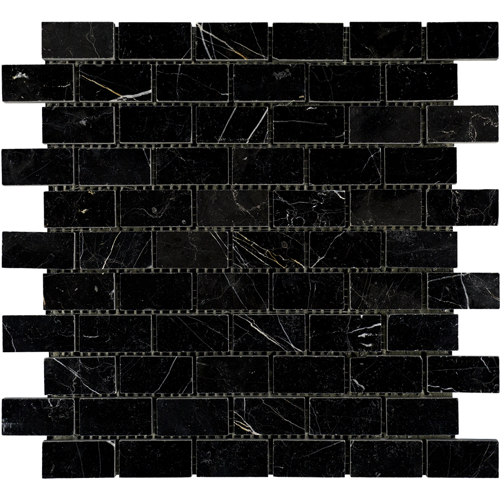 Negro Marquina Marble Mosaic - 1" x 2" Brick Polished