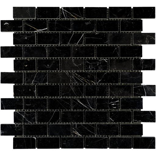 Negro Marquina Marble Mosaic - 1" x 2" Brick Polished