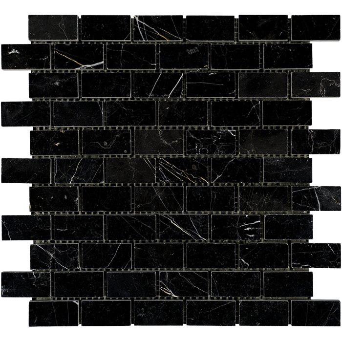 Negro Marquina Marble Mosaic - 1" x 2" Brick Polished