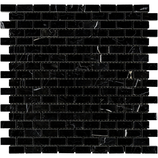 Negro Marquina Marble Mosaic - 5/8" x 1 1/4" Baby Brick Polished