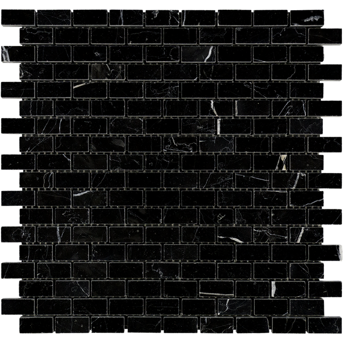 Negro Marquina Marble Mosaic - 5/8" x 1 1/4" Baby Brick Polished
