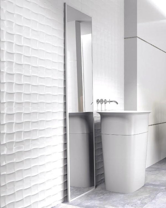 Matte Neo White Quilt Ceramic Tile - 12" x 36" x 3/8"