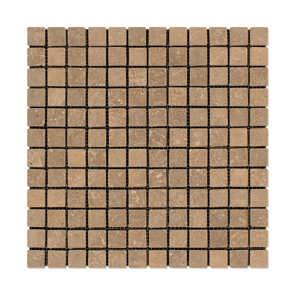 Noche Travertine Mosaic - 1" x 1" Honed