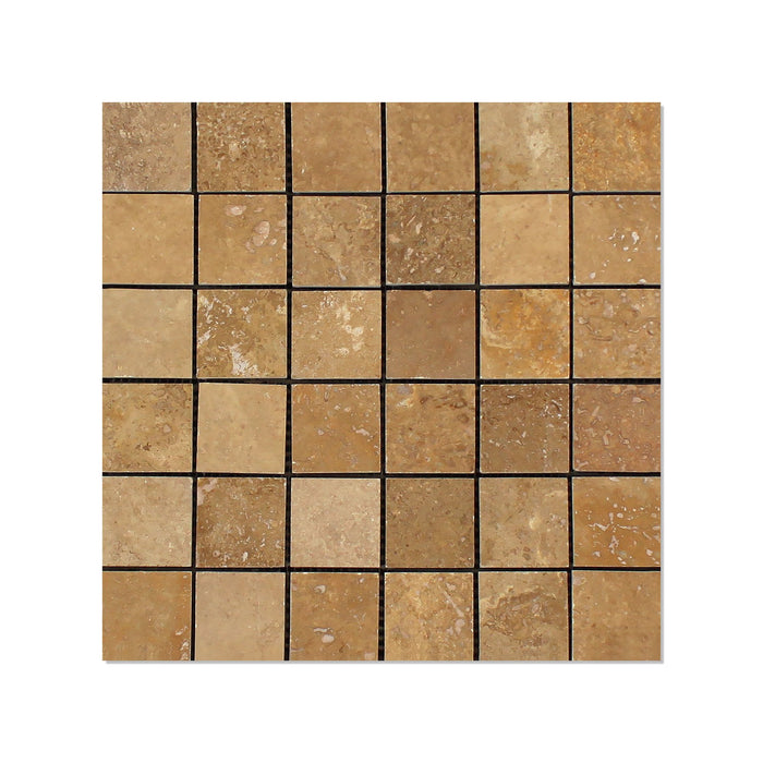 Noche Travertine Mosaic - 2" x 2" Honed