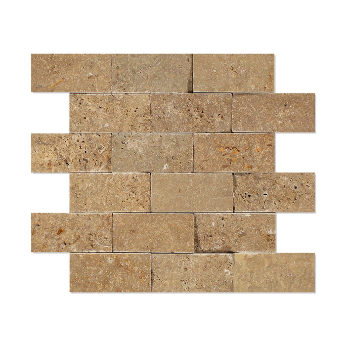 Noche Travertine Mosaic - 2" x 4" Brick Split Face