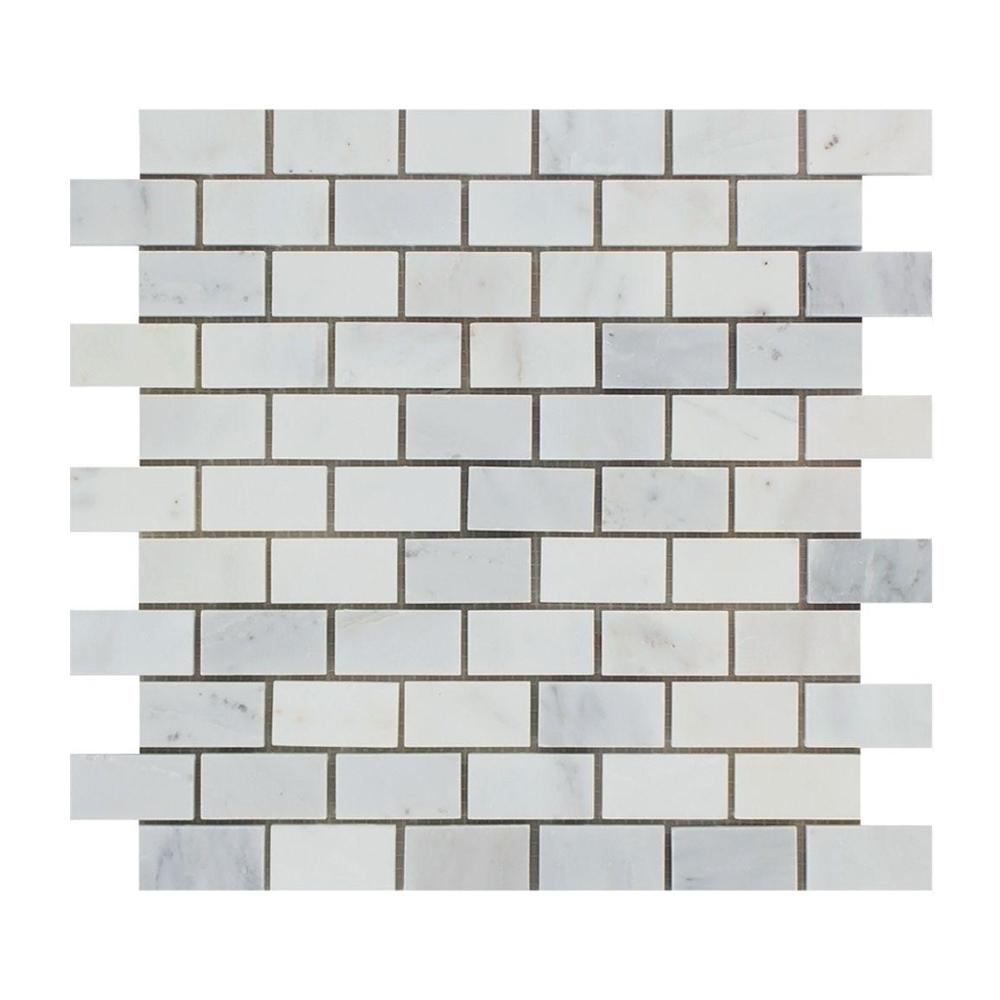 Oriental White Marble Mosaic - 1" x 2" Brick Polished