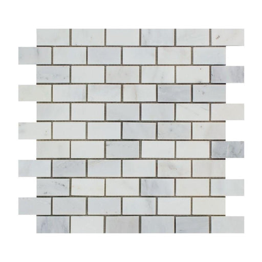 Oriental White Marble Mosaic - 1" x 2" Brick Polished