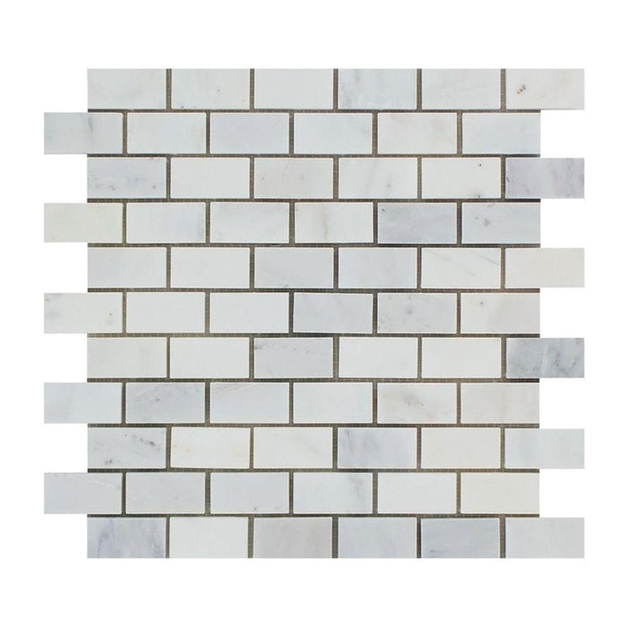 Oriental White Marble Mosaic - 1" x 2" Brick Polished