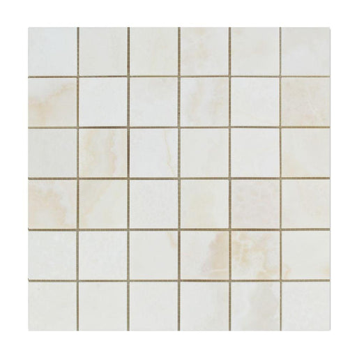 White Cross Cut Onyx Mosaic - 2" x 2" Polished