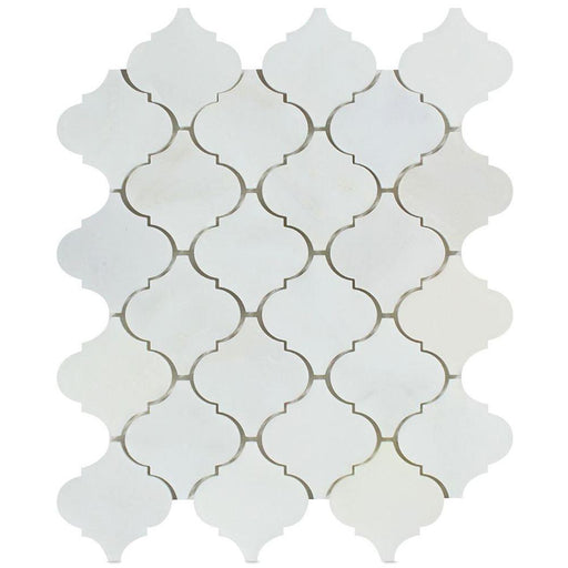 Oriental White Marble Mosaic - 2" Arabesque Polished