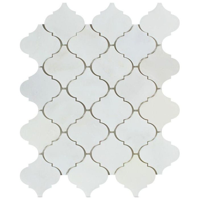 Oriental White Marble Mosaic - 2" Arabesque Polished