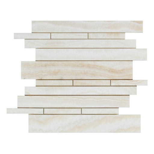 White Vein Cut Onyx Mosaic - Linear Polished