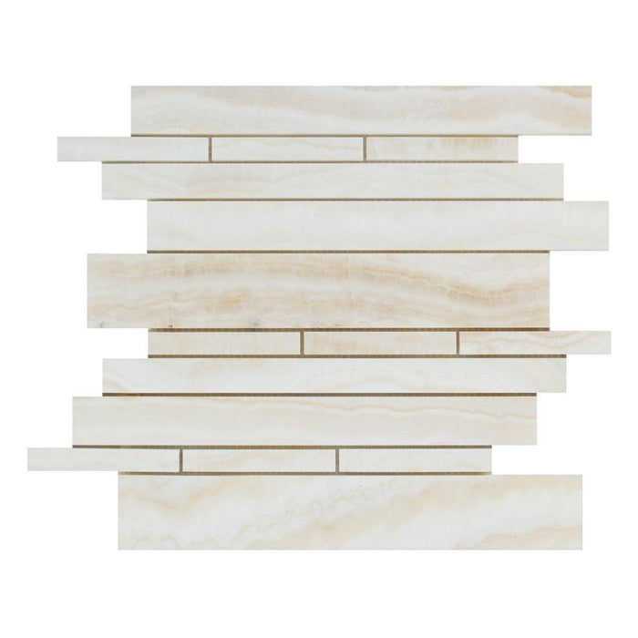 White Vein Cut Onyx Mosaic - Linear Polished