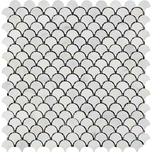 Oriental White Marble Mosaic - 1" Fan Polished