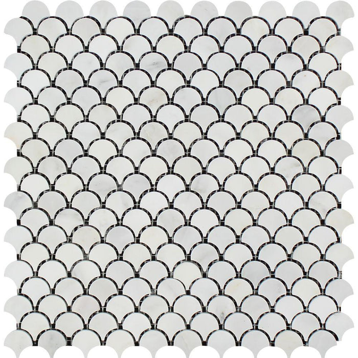 Oriental White Marble Mosaic - 1" Fan Polished