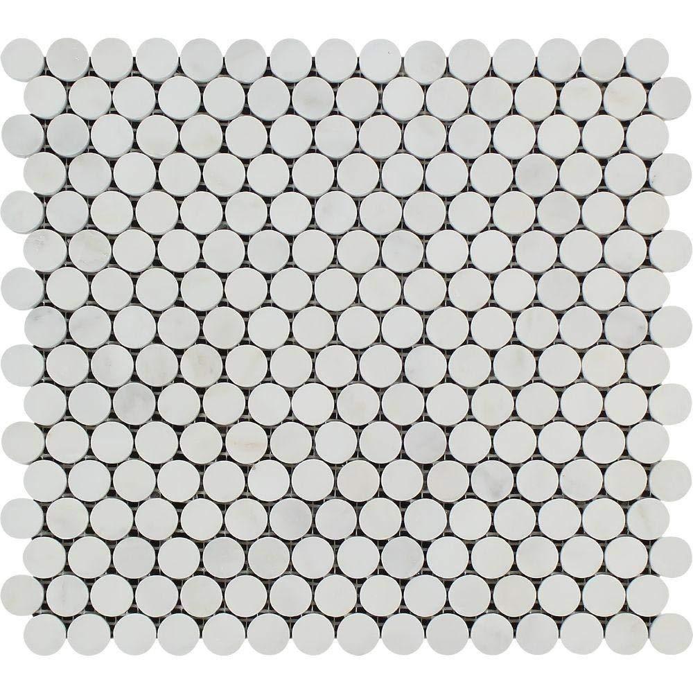 Oriental White Marble Mosaic - Penny Round Polished
