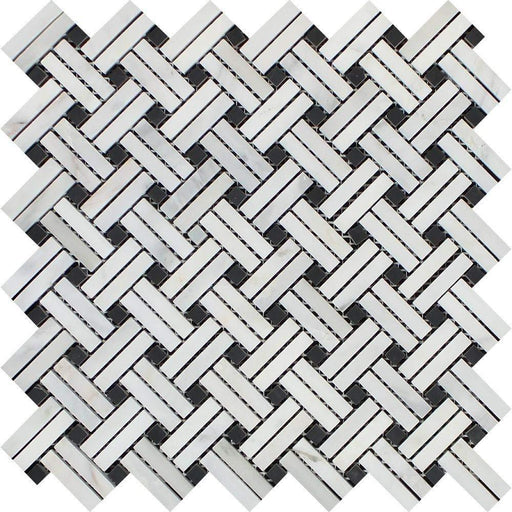 Oriental White Marble Mosaic - Stanza with Black Dots Polished
