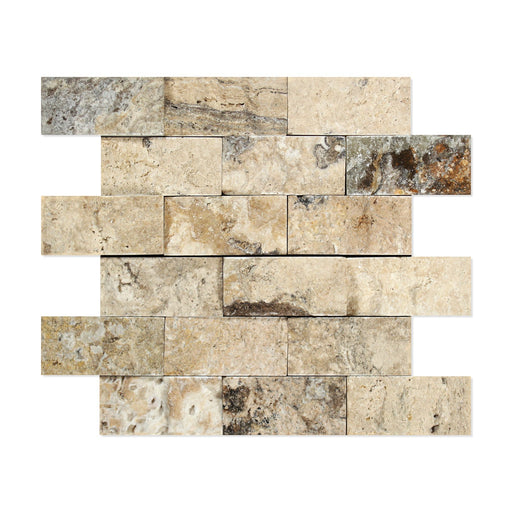 Philadelphia Travertine Mosaic - 2" x 4" Brick Split Face
