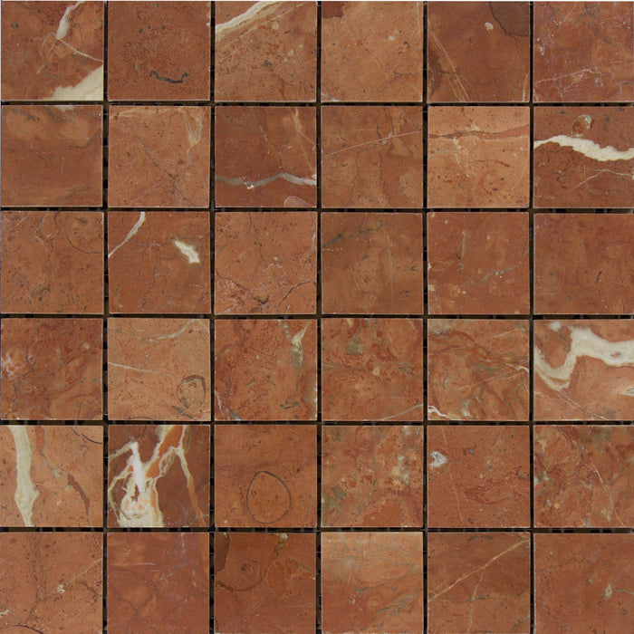 Rojo Alicante Marble Mosaic - 2" x 2" Polished