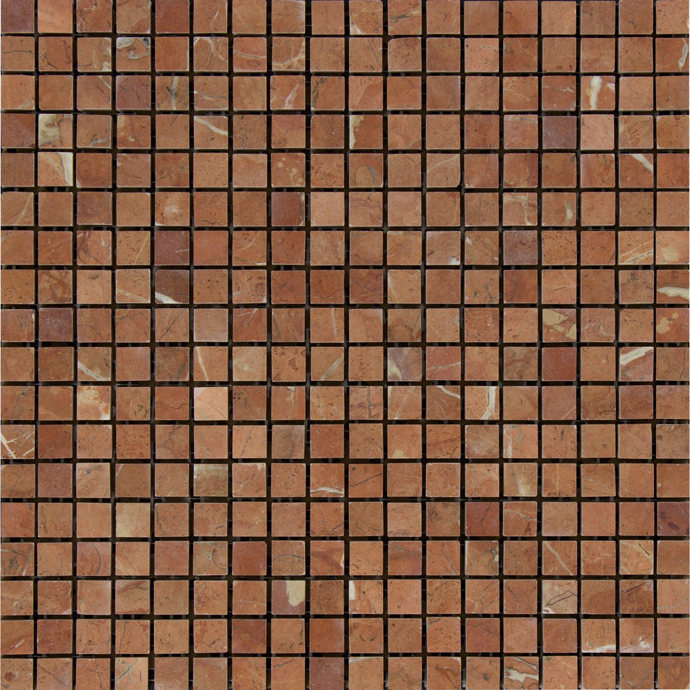 Rojo Alicante Marble Mosaic - 5/8" x 5/8" Polished