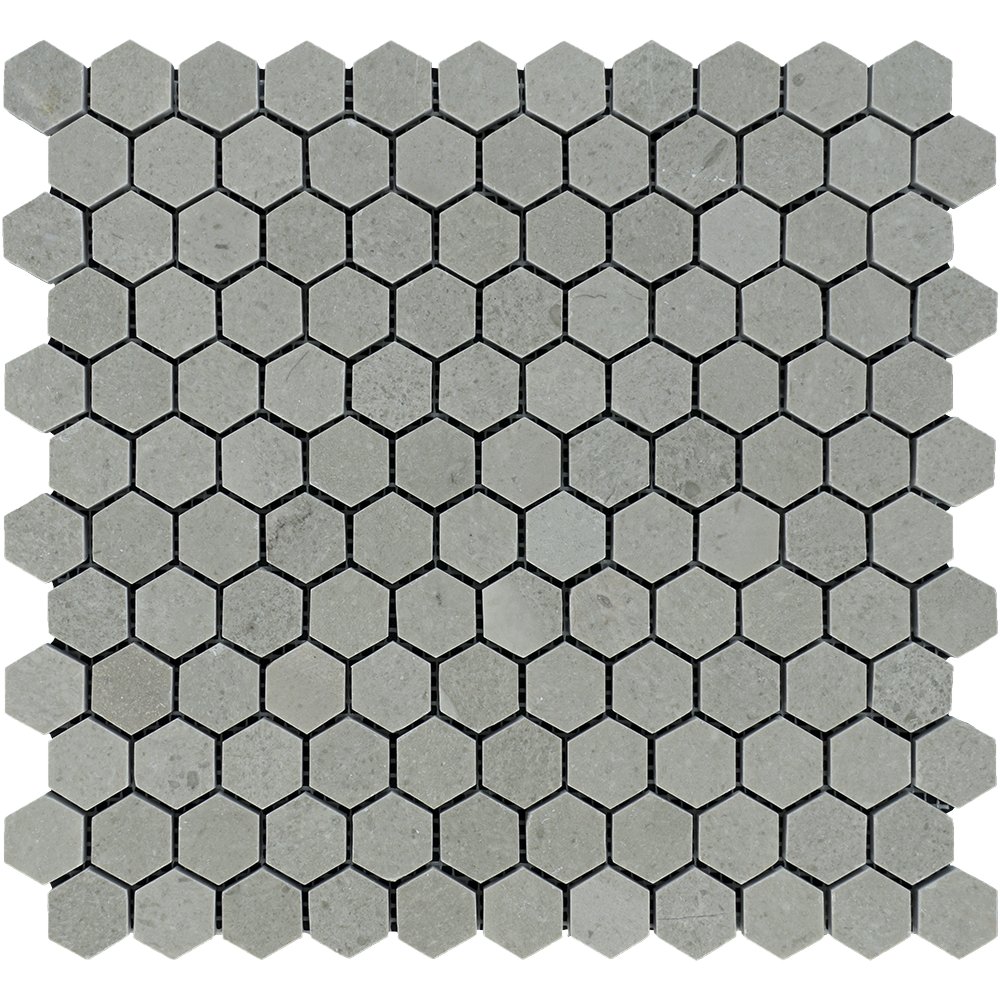Tao Gray Marble Mosaic - 1" Hexagon Polished