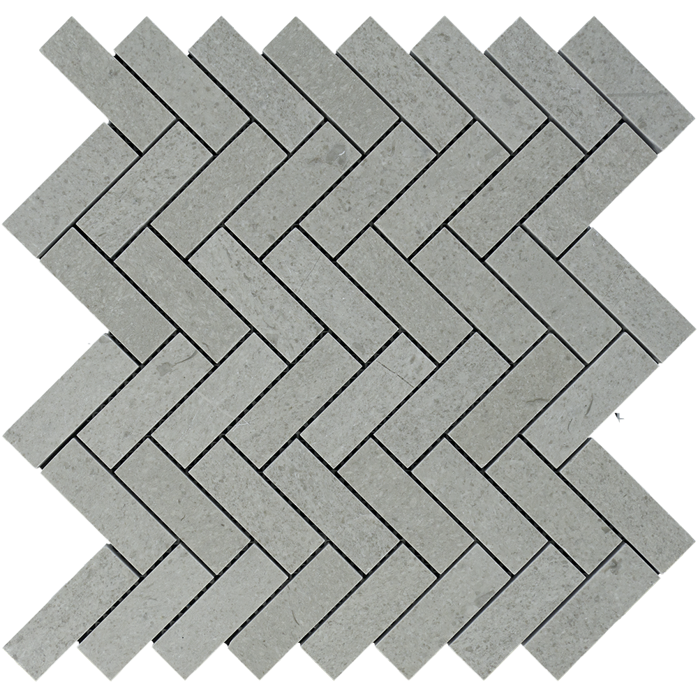 Tao Gray Marble Mosaic - 1" x 3" Herringbone Polished