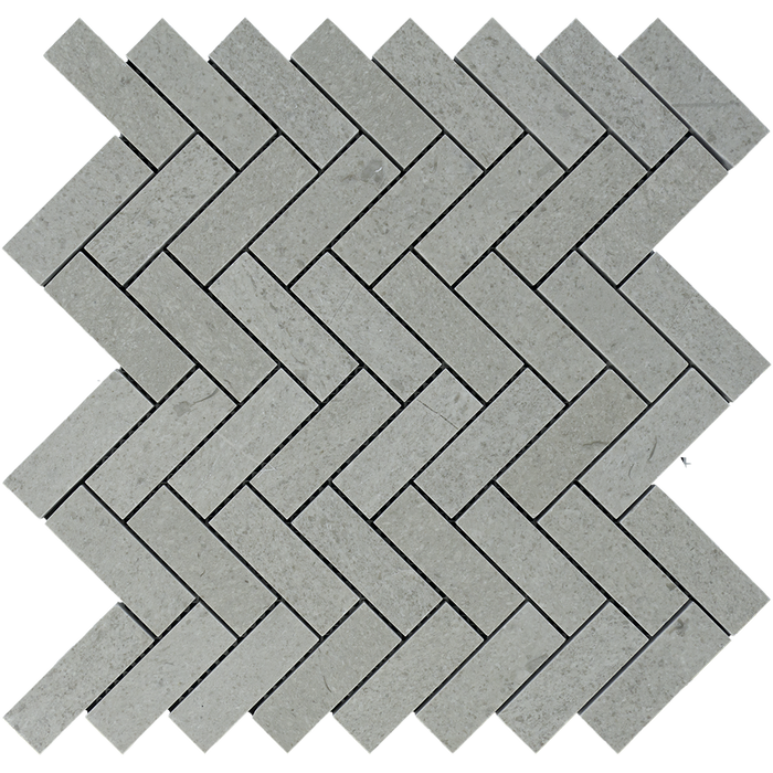 Tao Gray Marble Mosaic - 1" x 3" Herringbone Polished